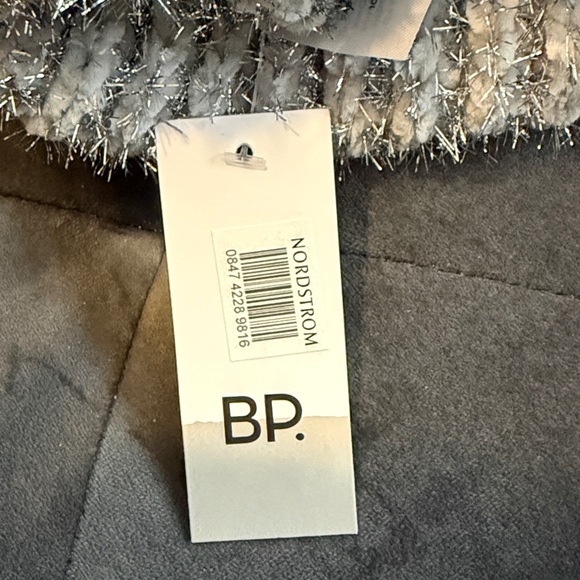 BP (Nordstrom) Silver Sparkly Knit Beanie with Black Pom Pom - NWT - Never Worn - Picture 5 of 6